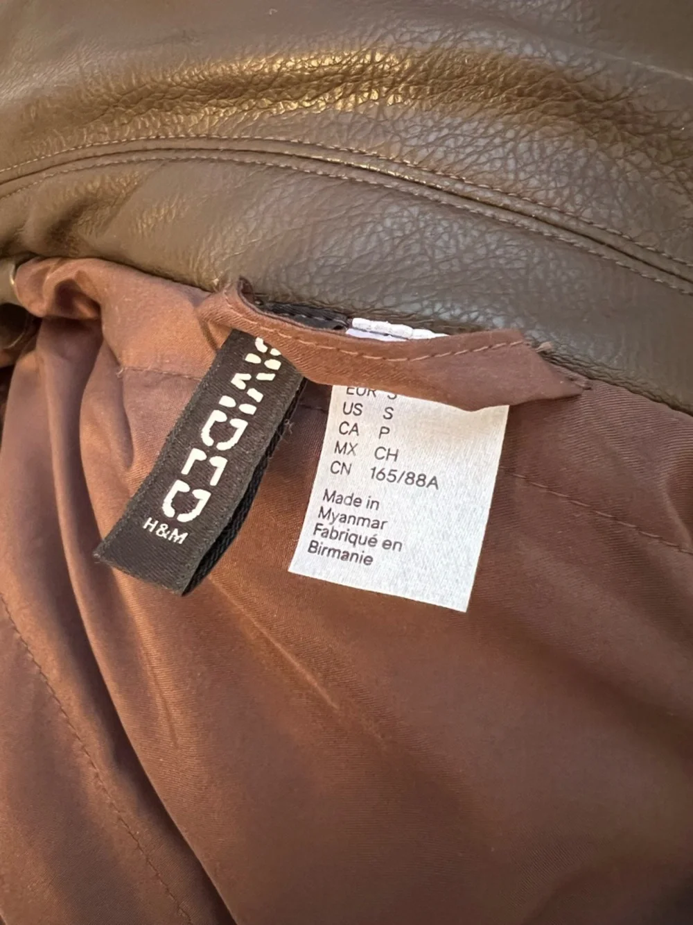 H&M Women's Dark Brown Faux Leather Bomber Jacket - Picture 4 of 6